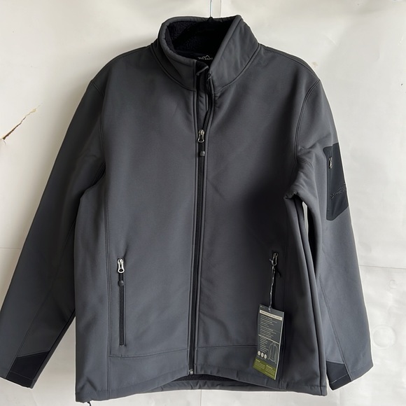 NEW Eddie Bauer Rugged Ripstop Soft Shell Jacket Size L Grey Steel/Black - Picture 3 of 11